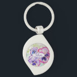 Paarse Pansy Pink Flower Floral Waterverf mam Sleutelhanger<br><div class="desc">Paarse Pansy floral Waterverf Birthday Balloon. Ontworpen uit mijn oorspronkelijke kunstwerk.</div>