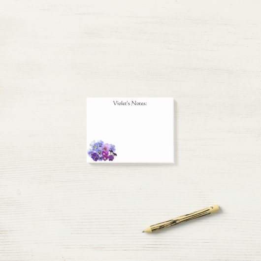 Paarse Pansy Post-it® notes 4 x 3 (Op bureau)