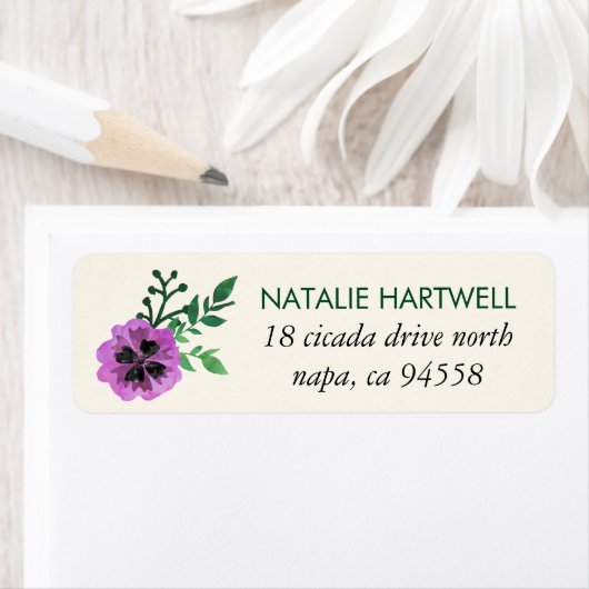 Paarse Pansy Return Address Labels (Insitu)