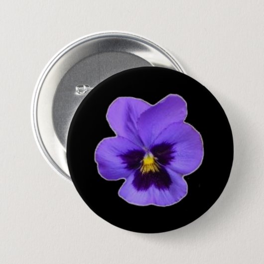 Paarse Pansy Ronde Button 7,6 Cm (Voorkant /achterkant)