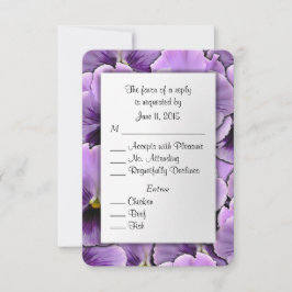 Paarse Pansy RSVP-kaart met opties voor entree RSVP Kaartje