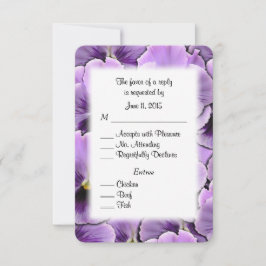 Paarse Pansy RSVP-kaart met opties voor entree RSVP Kaartje