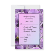 Paarse Pansy RSVP-kaart met opties voor entree
