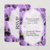 Paarse Pansy RSVP Kaartje (Voorkant / Achterkant)