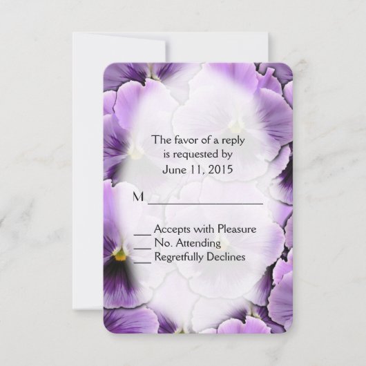 Paarse Pansy RSVP Kaartje (Voorkant)