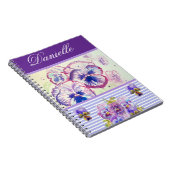 Paarse Pansy Shabby Chic Waterverf Pink Blue Notitieboek (Rechterzijde)