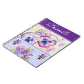 Paarse Pansy Shabby Chic Waterverf Pink Blue Notitieboek (Linkerzijde)