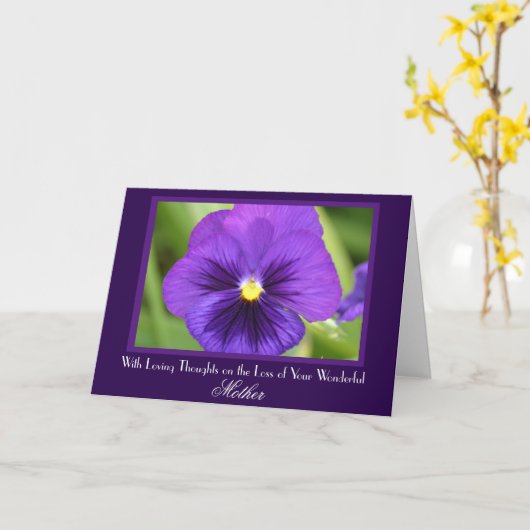 Paarse Pansy Sympathy Card van de Moeder Kaart (Gele Bloem)