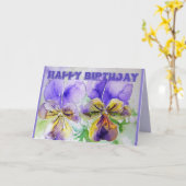 Paarse Pansy Viola Waterverf Birthday Card Kaart (Gele Bloem)