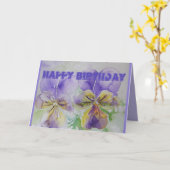 Paarse Pansy Viola Waterverf Birthday Card Kaart (Gele Bloem)