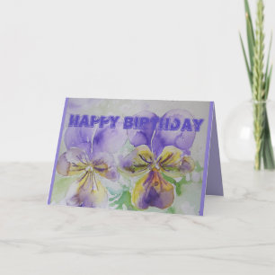Paarse Pansy Viola Waterverf Birthday Card Kaart
