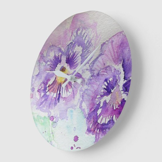 Paarse Pansy Waterverf Bloem- en wandklok (Hoek)