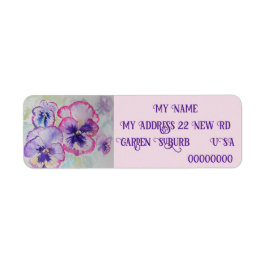 Paarse Pansy Waterverf Bloembloem Etiket