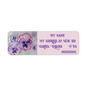 Paarse Pansy Waterverf Bloembloem Etiket