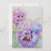 Paarse Pansy Waterverf Flower Wedding Invitation Kaart (Achterkant)