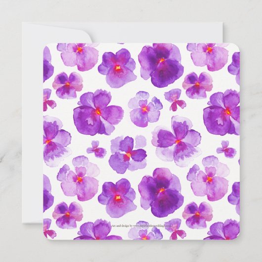 Paarse Pansy waterverf Flower Wedding Verplaatst Kaart (Achterkant)