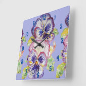 Paarse Pansy Waterverf Kantoor klok (Hoek)