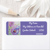 Paarse Pansy Waterverf Return Address Labels (Insitu)
