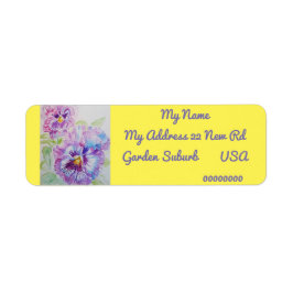 Paarse Pansy Waterverf Return Address Labels