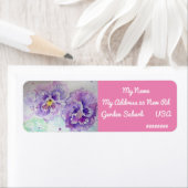 Paarse Pansy Waterverf Return Address Labels (Insitu)
