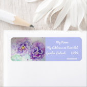 Paarse Pansy Waterverf Return Address Labels (Insitu)