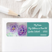 Paarse Pansy Waterverf Return Address Labels (Insitu)
