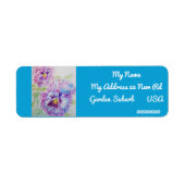 Paarse Pansy Waterverf Return Address Labels (Voorkant)