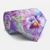 Paarse Pansy Waterverf Schilderende Mannen Stropda Stropdas (Opgerold)