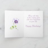 Paarse Pansy Waterverf Verjaardag Kaart (Binnen)
