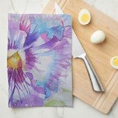 Paarse Pansy Waterverf Vrouwen Lavendel Violet Theedoek (Quarter Fold)