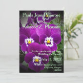 Paarse Pansy Wedding Kaart (Staand voorkant)