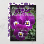 Paarse Pansy Wedding Kaart (Voorkant / Achterkant)