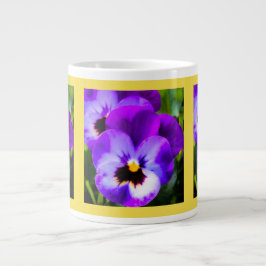 Paarse Pansy Yellow Cup Grote Koffiekop