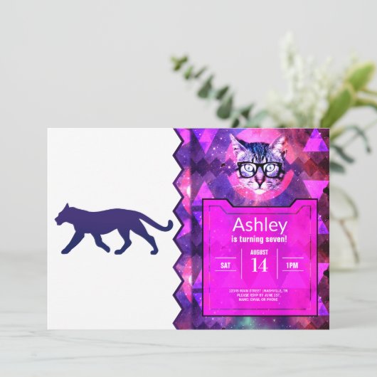 Paarse panthersilhouet - Kies achtergrondkleur Kaart (Staand voorkant)