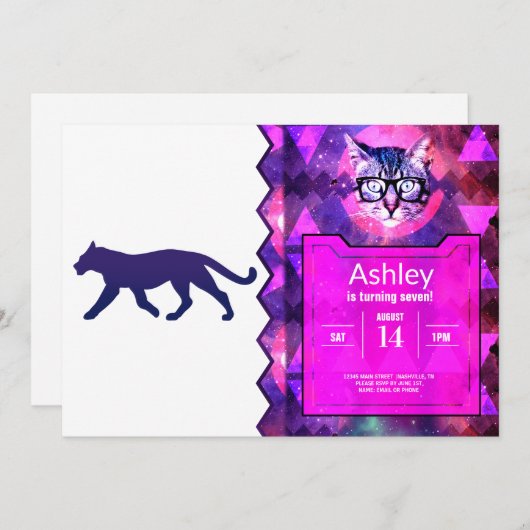 Paarse panthersilhouet - Kies achtergrondkleur Kaart (Voorkant / Achterkant)