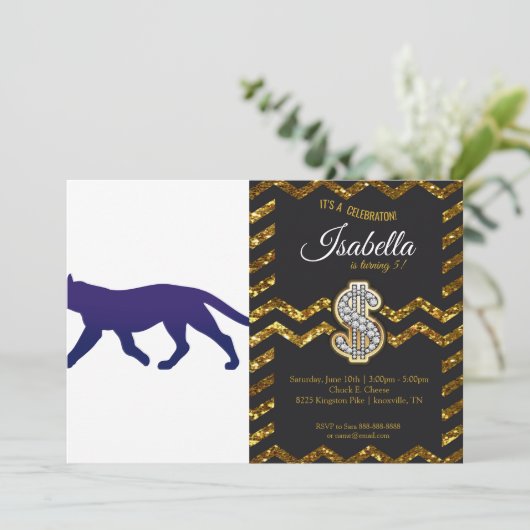 Paarse panthersilhouet - Kies achtergrondkleur Kaart (Staand voorkant)