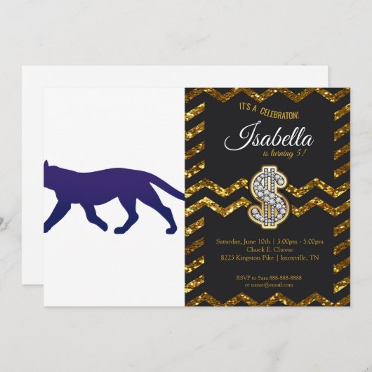 Paarse panthersilhouet - Kies achtergrondkleur Kaart (Voorkant / Achterkant)