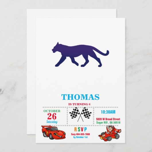 Paarse panthersilhouet - Kies achtergrondkleur Kaart (Voorkant / Achterkant)