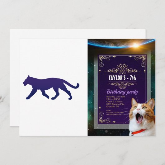 Paarse panthersilhouet - Kies achtergrondkleur Kaart (Voorkant / Achterkant)