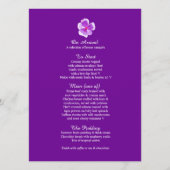 Paarse panty kunst bloemenkrans kunst bruiloft men menu (Achterkant)