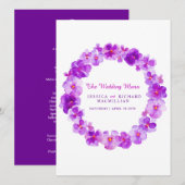 Paarse panty kunst bloemenkrans kunst bruiloft men menu (Voorkant / Achterkant)