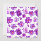 Paarse panty waterverf bloem bruiloft uitnodiginge kaart (Achterkant)