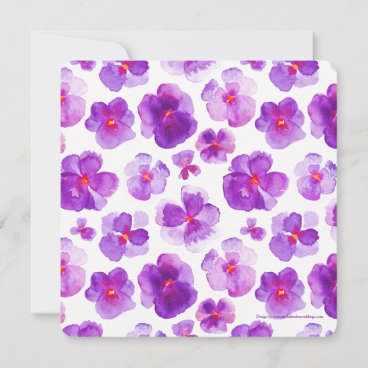 Paarse panty waterverf bloem bruiloft uitnodiginge kaart (Achterkant)