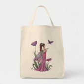 Paarse papaver Fantasy Art Organic Canvas tas (Voorkant)