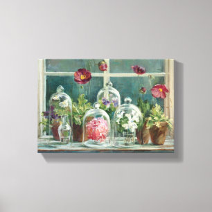 Paarse papaver op een ravijn canvas afdruk