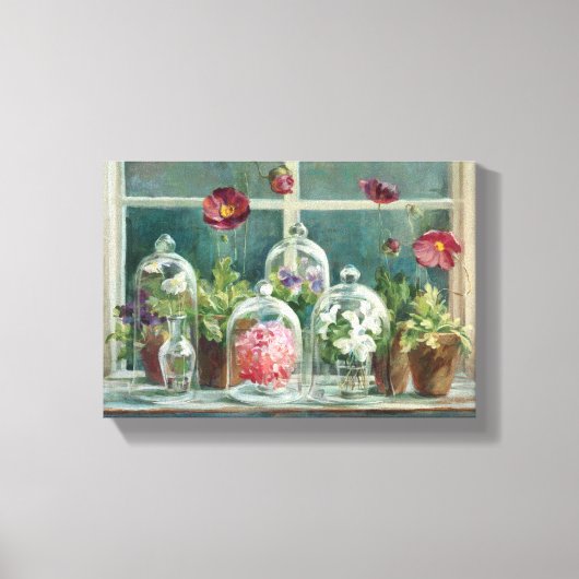 Paarse papaver op een ravijn canvas afdruk (Voorkant)