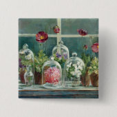 Paarse papaver op een ravijn vierkante button 5,1 cm (Voorkant)