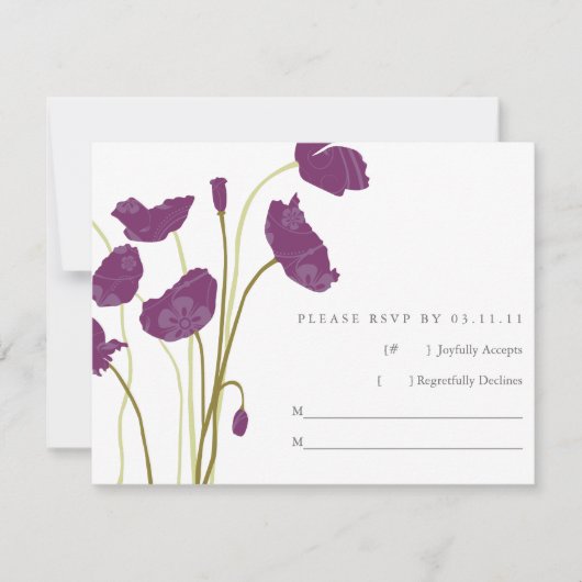 Paarse papaver RSVP Kaartje (Voorkant)