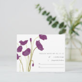 Paarse papaver RSVP Kaartje (Staand voorkant)
