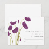 Paarse papaver RSVP Kaartje (Voorkant / Achterkant)